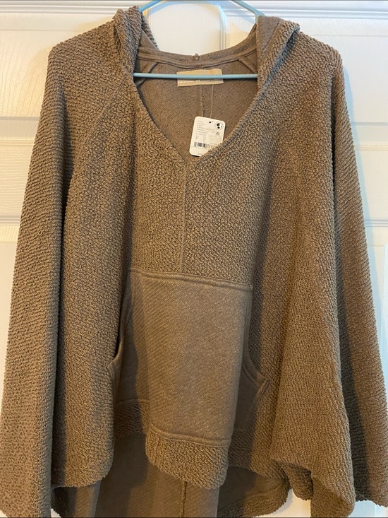 Free People Jackets & Blazers - Free People Textured Hooded sweatshirt in Taupe Brown